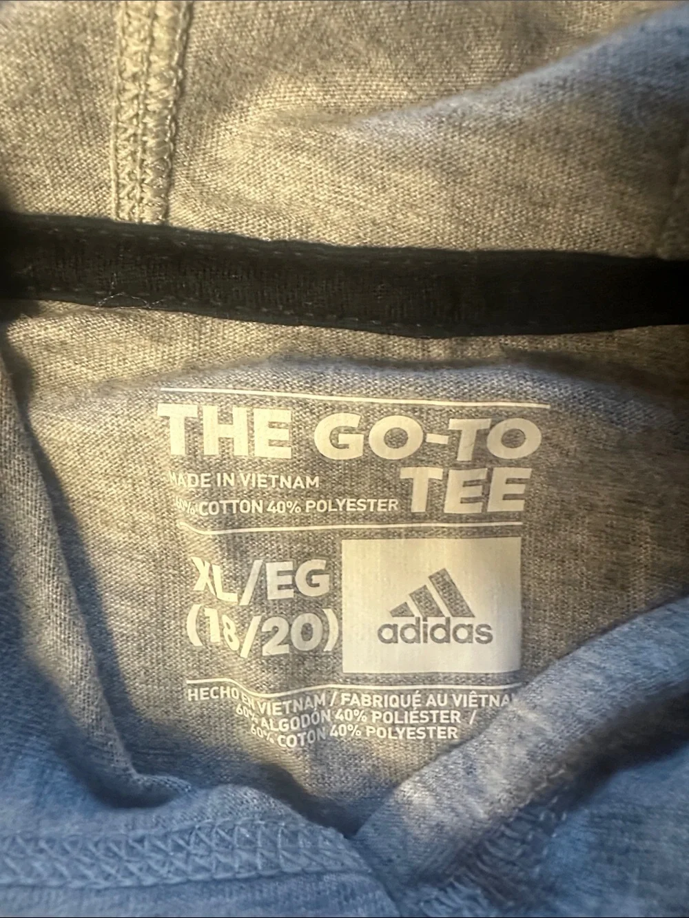 adidas Light Gray Hooded Long-Sleeve Logo Tee